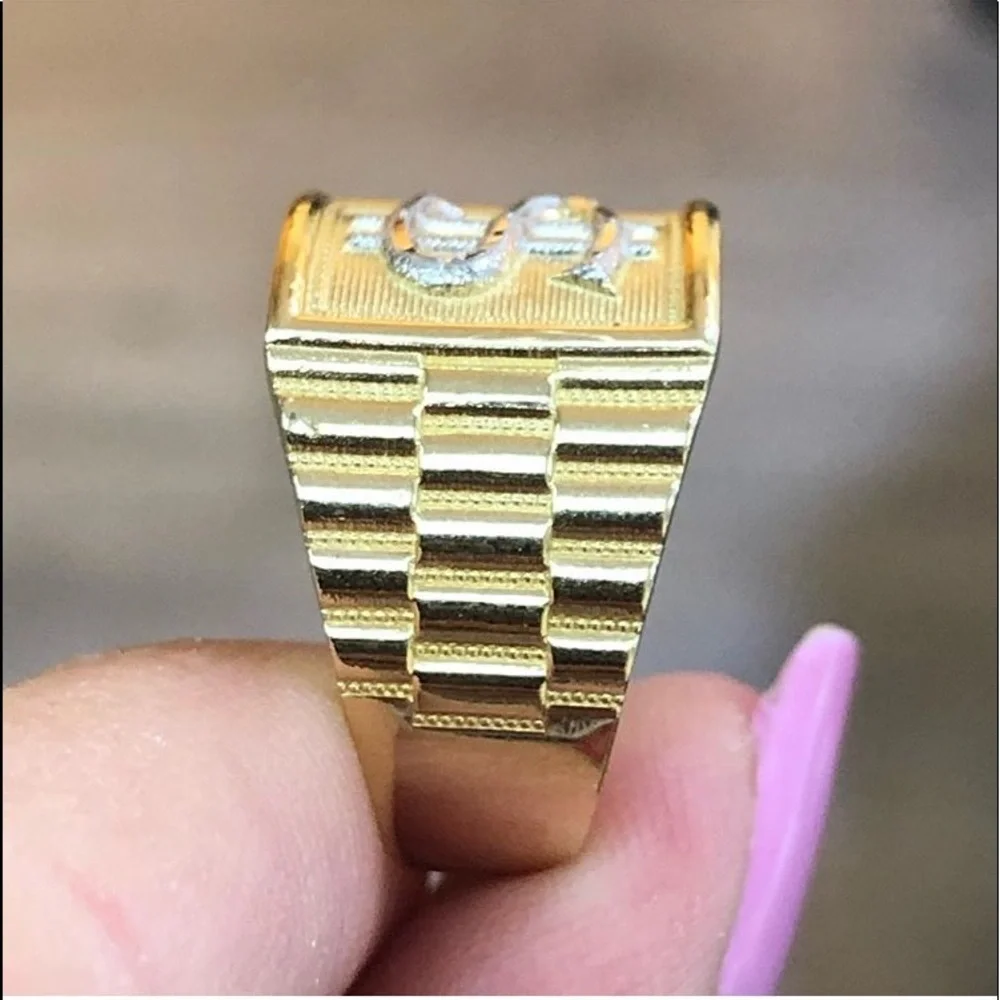14K Gold Dollar white & Yellow Gold men’s Dollar  Ring